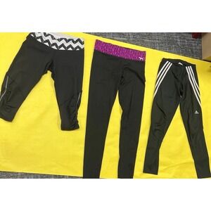PINK Victoria Secret Yoga Pants LOT of 3 Size‎ Small Black Adidas Lululemon EUC